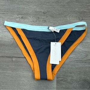 L*space VACAY BOTTOM CLASSIC Ribbed Bikini Swim Size xl Womens Blue‎ Orange NWT